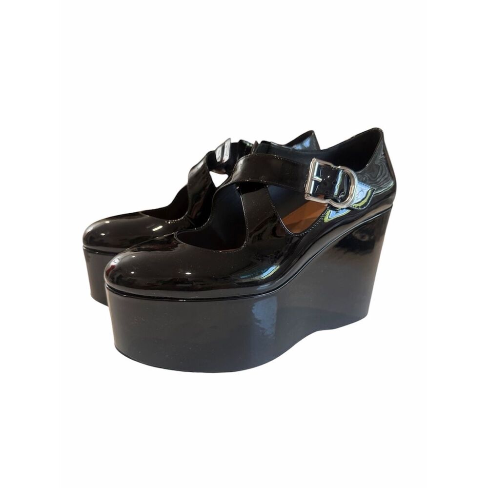 New ALAÏA Criss Cross Patent Leather Wedges Size 39/ US 9 - Picture 11 of 13